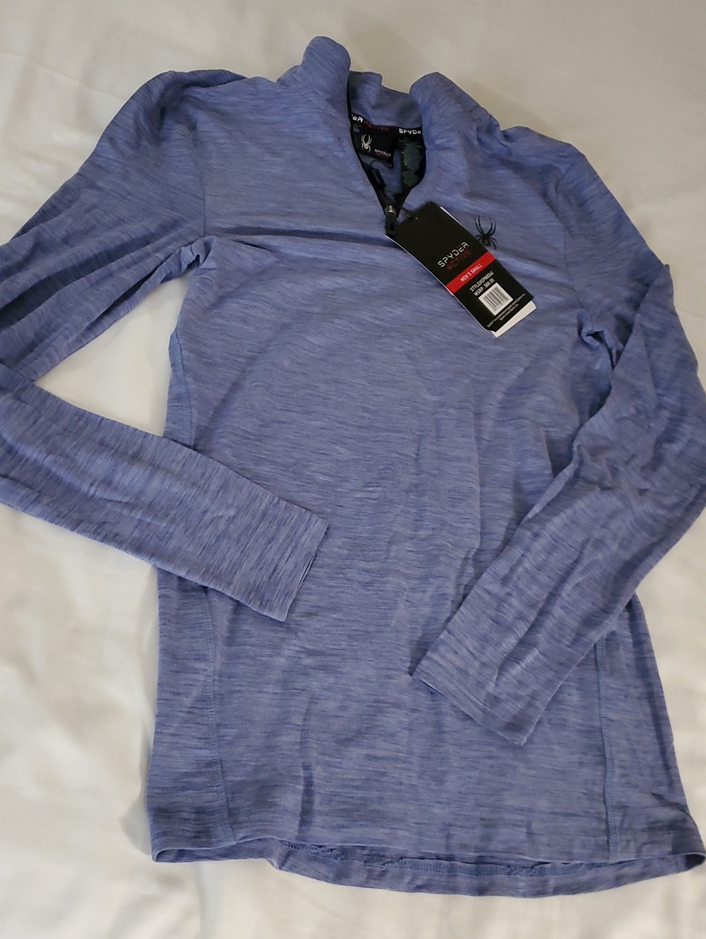 Spyder Heathered Periwinkle  Quarter-Zip Long Sleeve Top